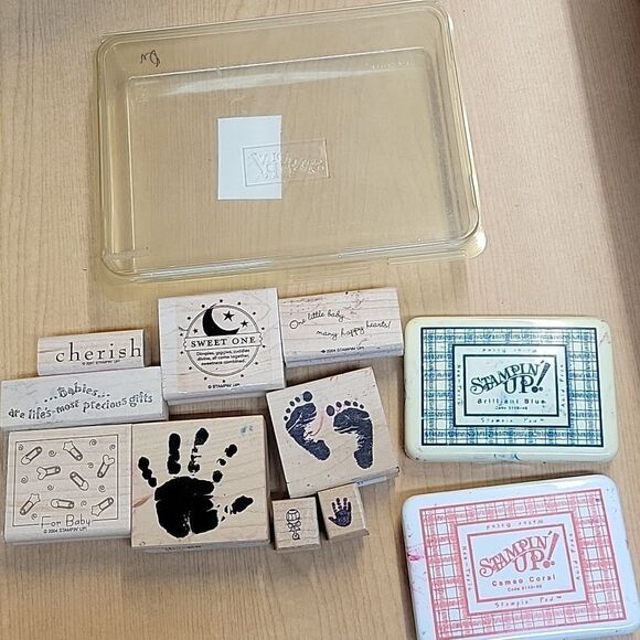 - Stampin Up lot of 9 Baby stamps and ink pad (set I) - Picture 1 of 6